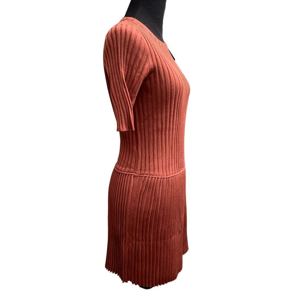 NEW w/Tags ASM Collection Rust Orange Fall Ribbed Knit Sweater Dress Small - Picture 3 of 5